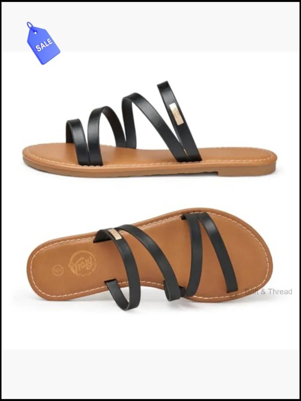 Multi Strap Slide Sandals with Metal Accent Flat Casual Beach Summer Shoes